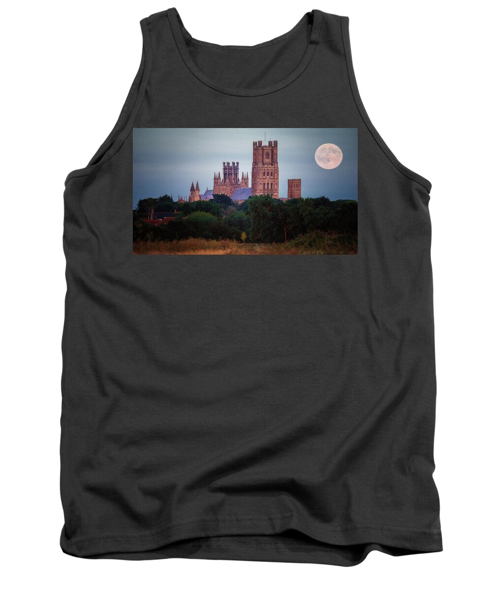Astronomy Tank Top featuring the photograph Full moon over Ely Cathedral by James Billings