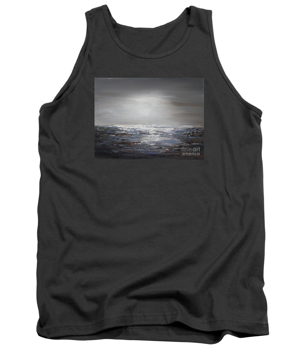 Black And Gray Artwork Tank Top featuring the painting Getting dark by Preethi Mathialagan