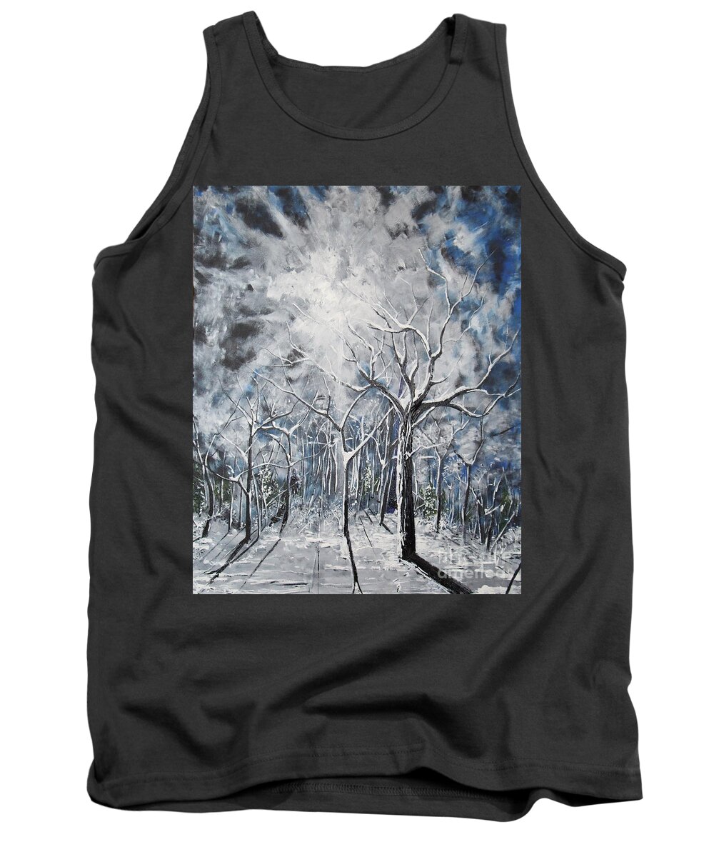 Impressionism Tank Top featuring the painting Girl In The Woods by Stefan Duncan