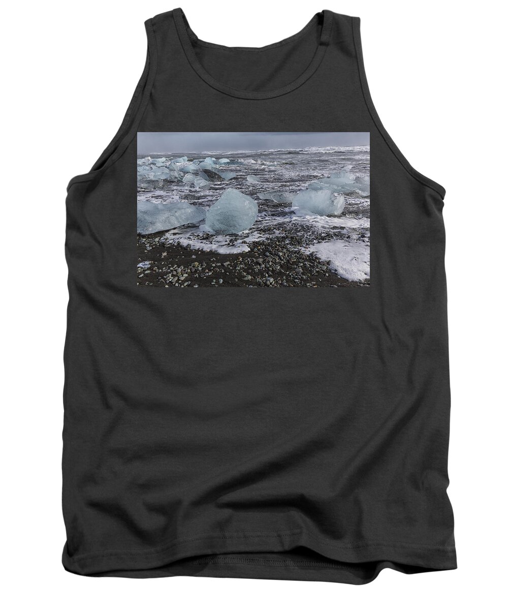 Glacial Lagoon Tank Top featuring the tapestry - textile Glacier Ice 3 by Kathy Adams Clark