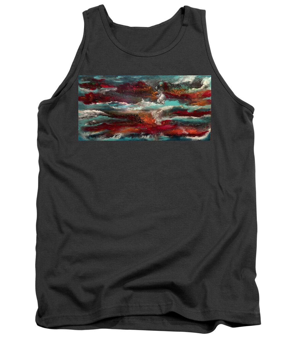 Abstract Tank Top featuring the painting Gloaming by Soraya Silvestri