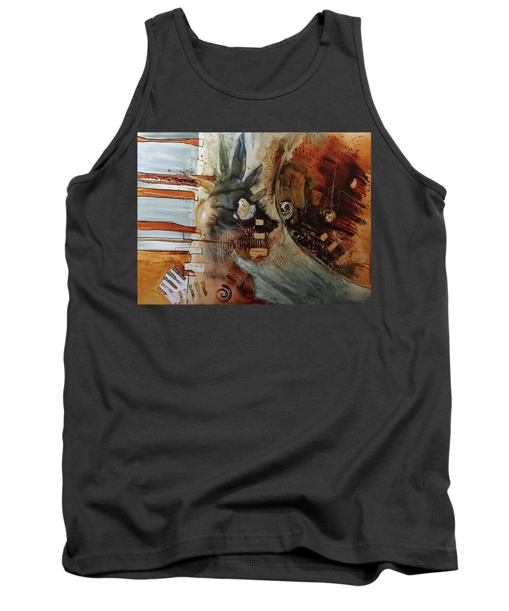 Abstract Tank Top featuring the painting Goat Meister by Carole Johnson