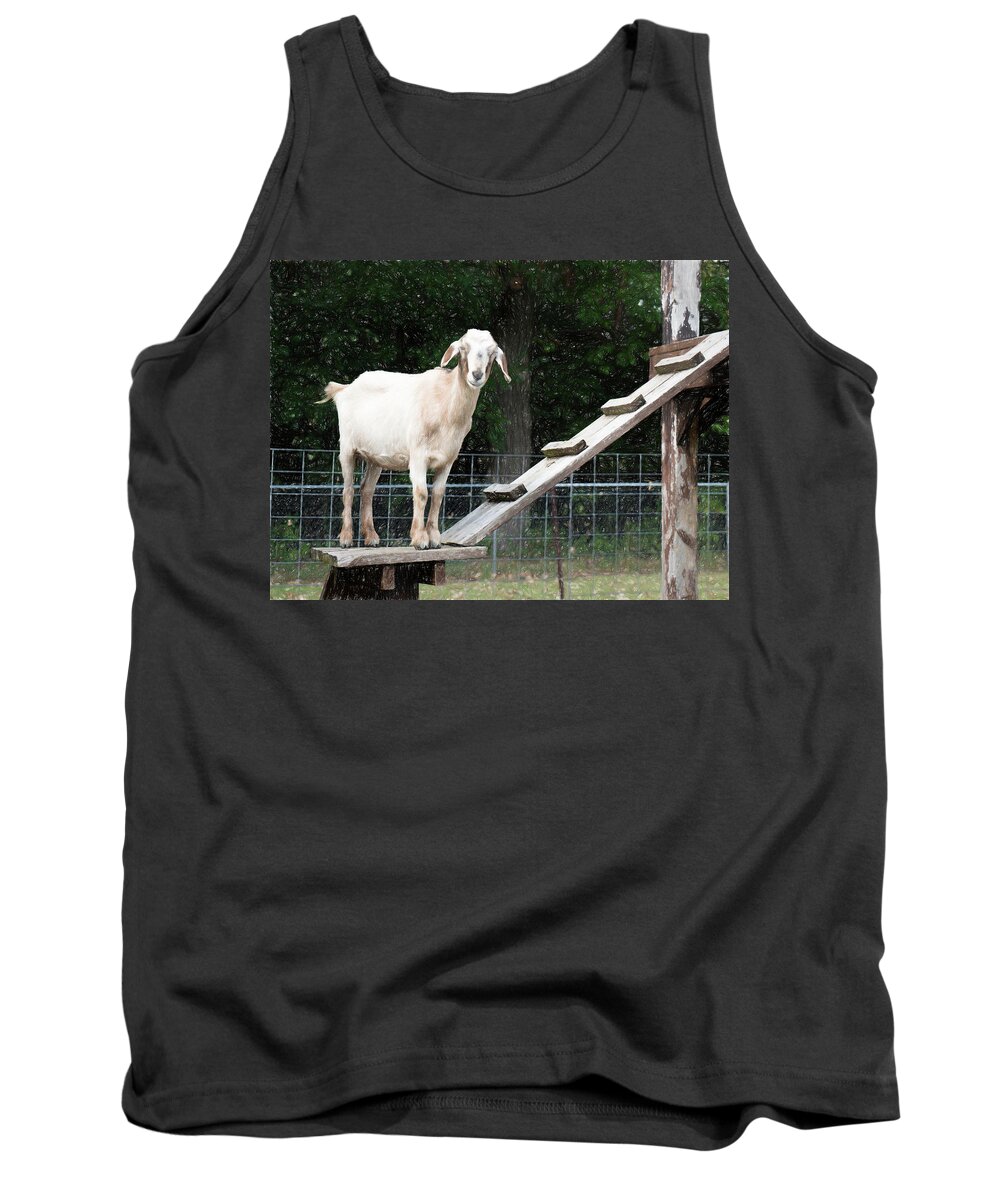 Goat Tank Top featuring the digital art Goat Smile by Susan Stone