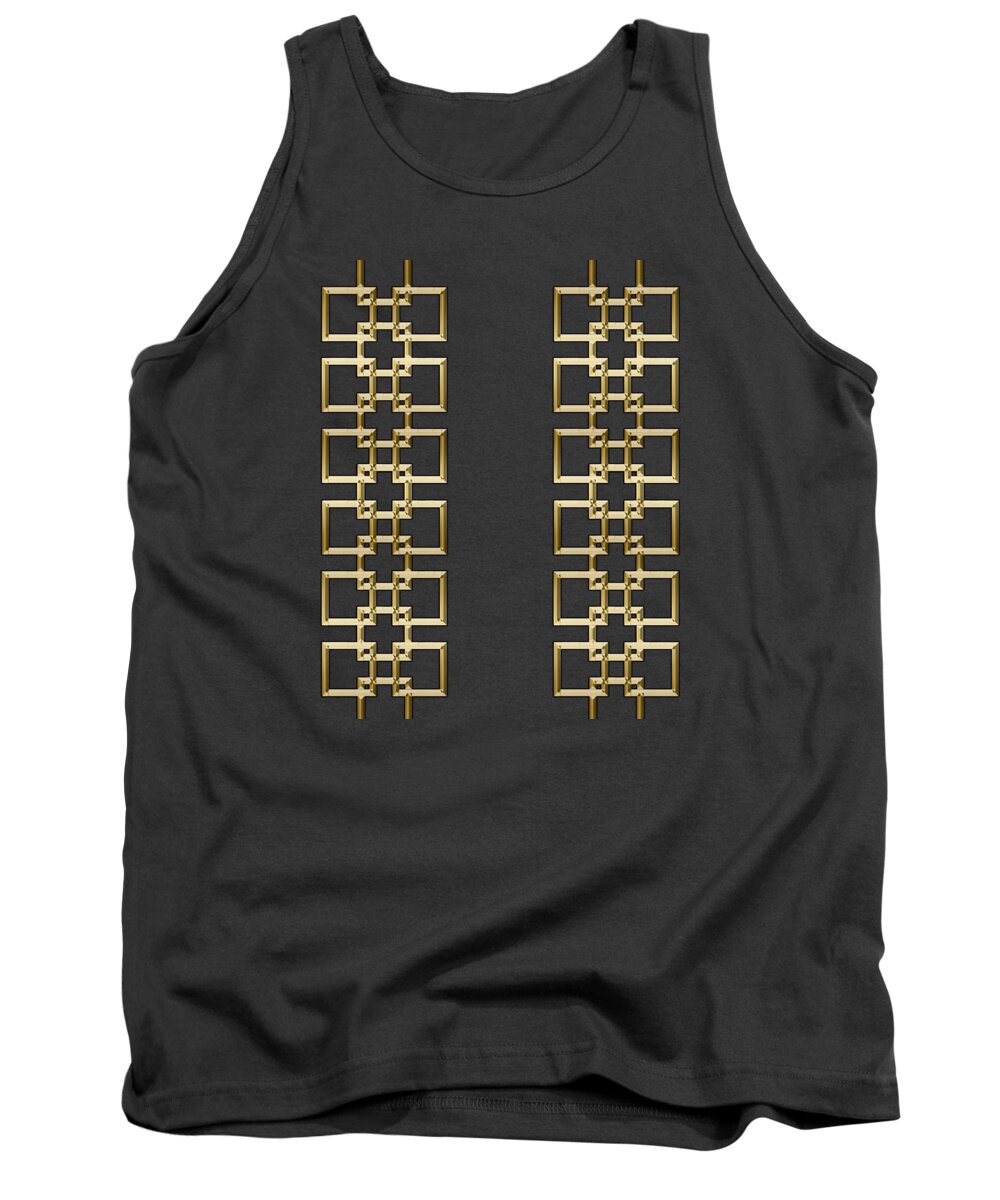 Gold Geo 5 - Chuck Staley Design Tank Top featuring the digital art Gold Geo 5 by Chuck Staley