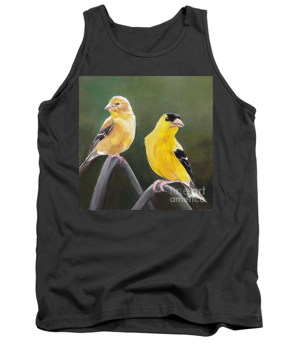 Bird Tank Top featuring the painting Golden Pair by Charlotte Yealey