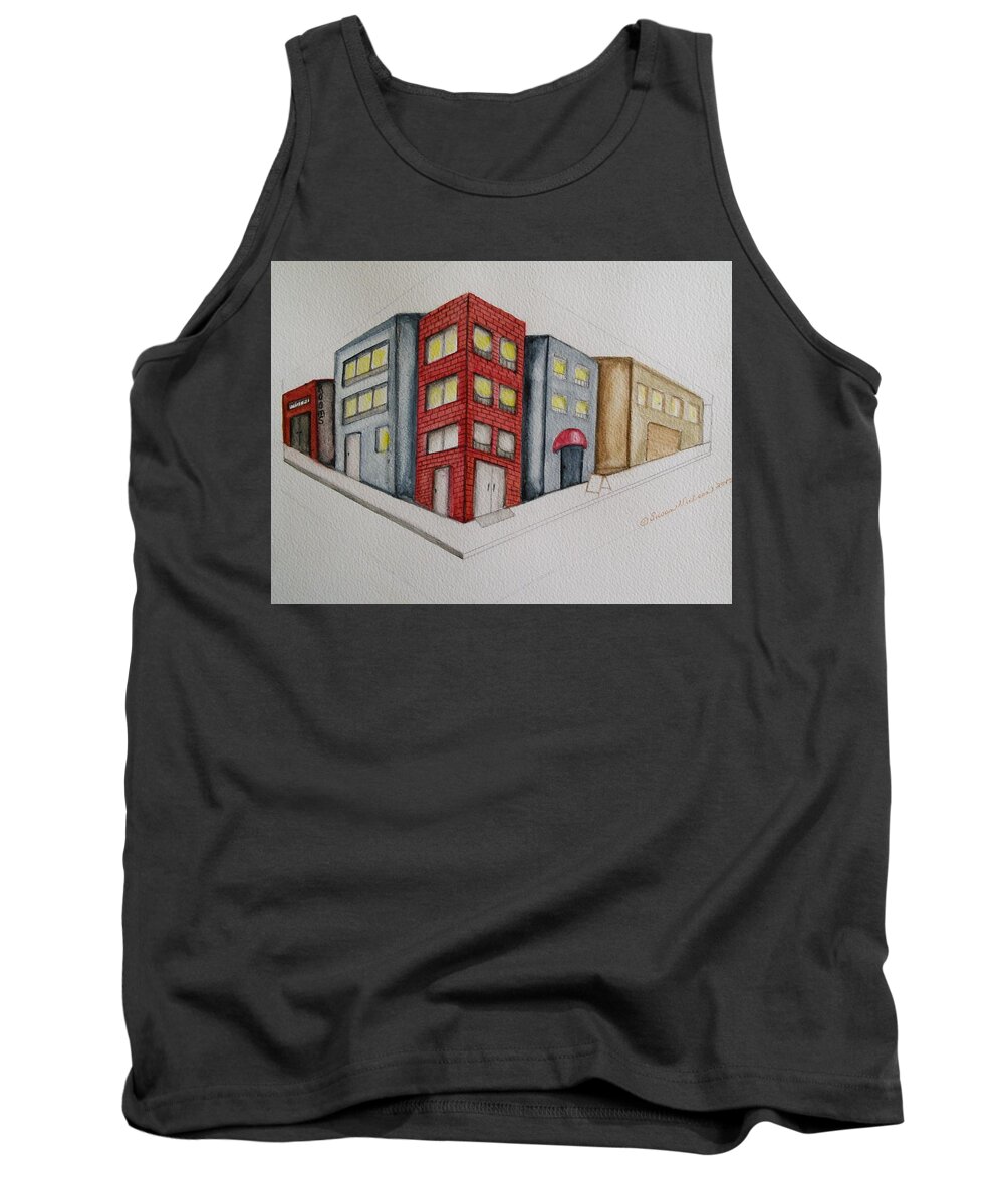 Batman Tank Top featuring the painting Gothamish by Susan Nielsen
