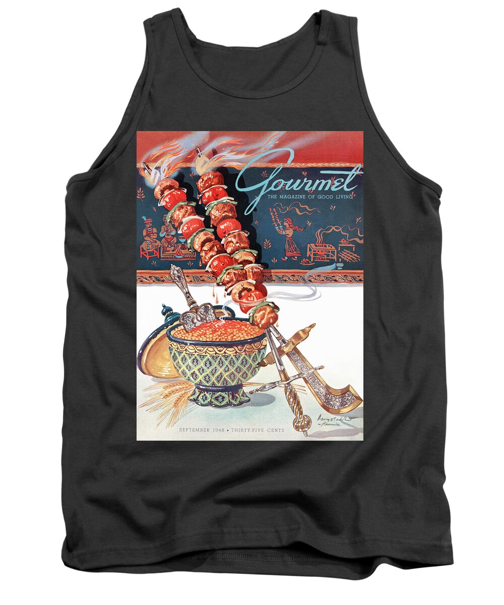 Food Tank Top featuring the painting Gourmet Magazine September 1948 by Henry Stahlhut