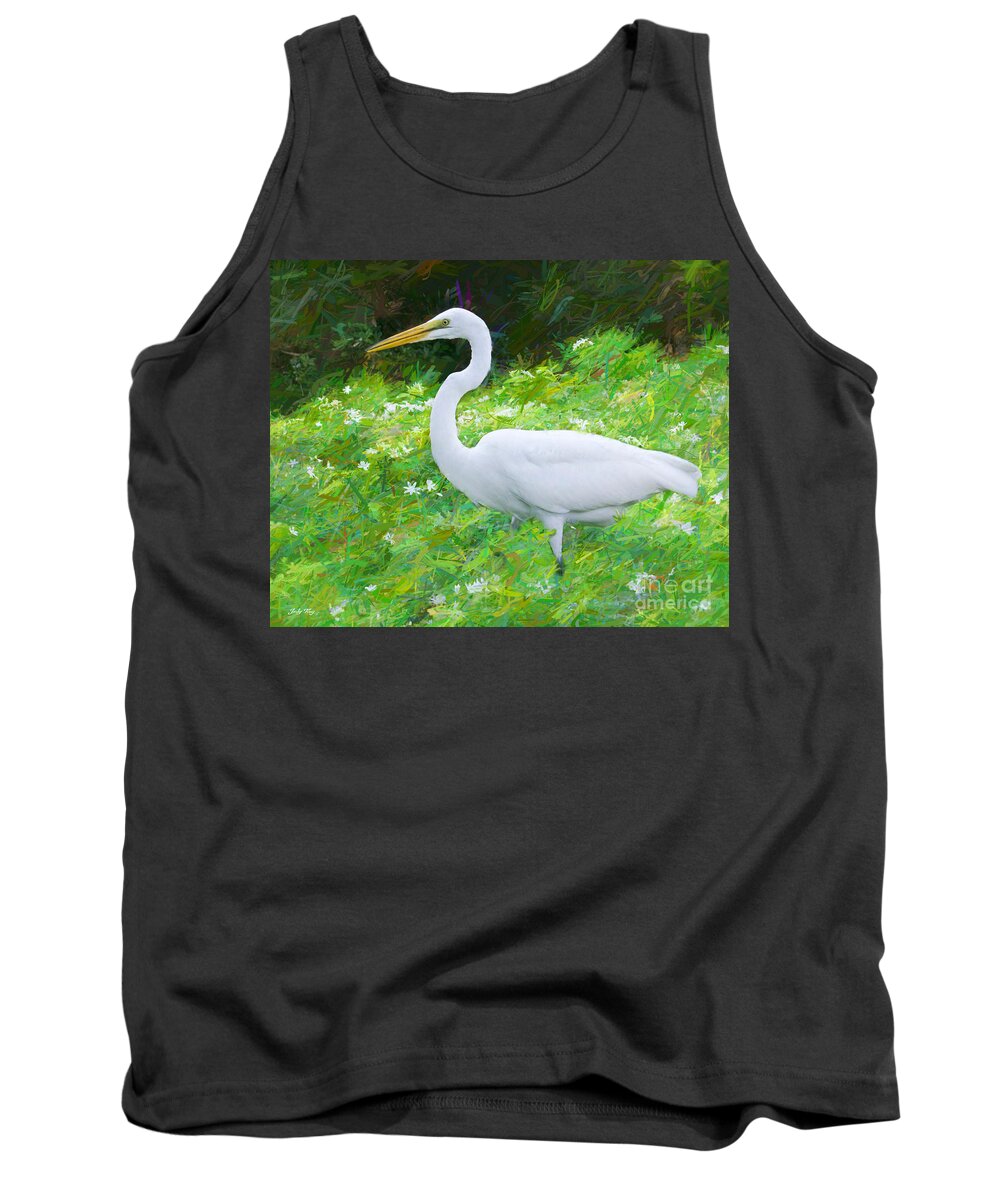 Egrets Tank Top featuring the painting Grace in Nature by Judy Kay