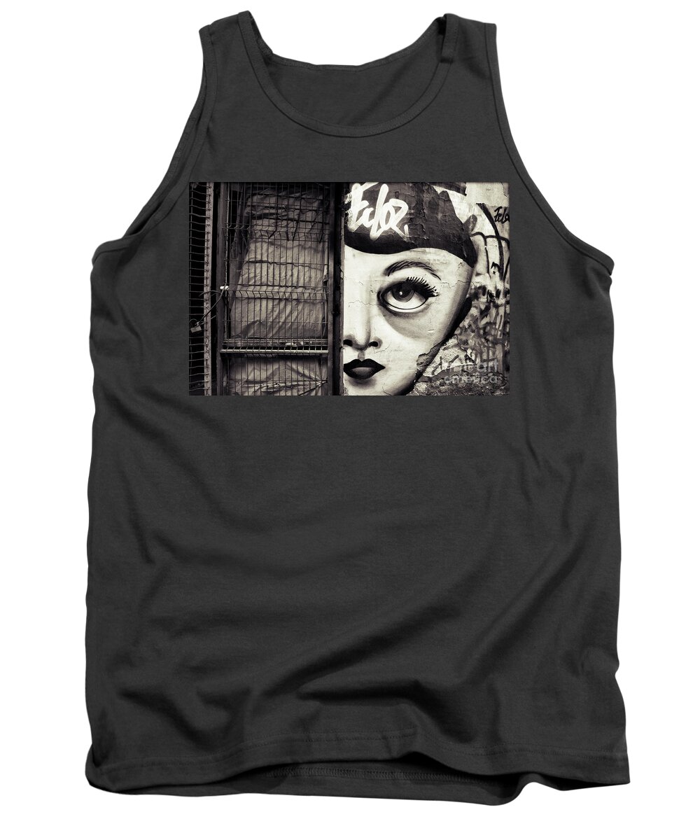  Tank Top featuring the photograph Graffiti Monochrome - Journey to the Centre of the Eye by Daliana Pacuraru