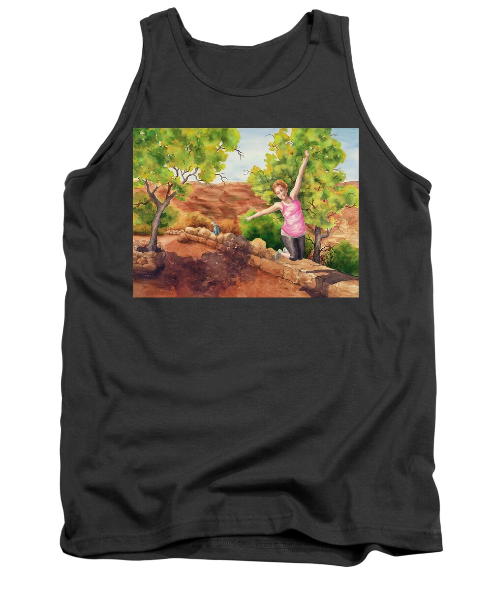 Southwest Tank Top featuring the painting Grand Leap by Johanna Axelrod