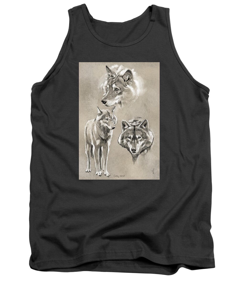Wolf Tank Top featuring the painting Gray Wolf by Arie Van der Wijst