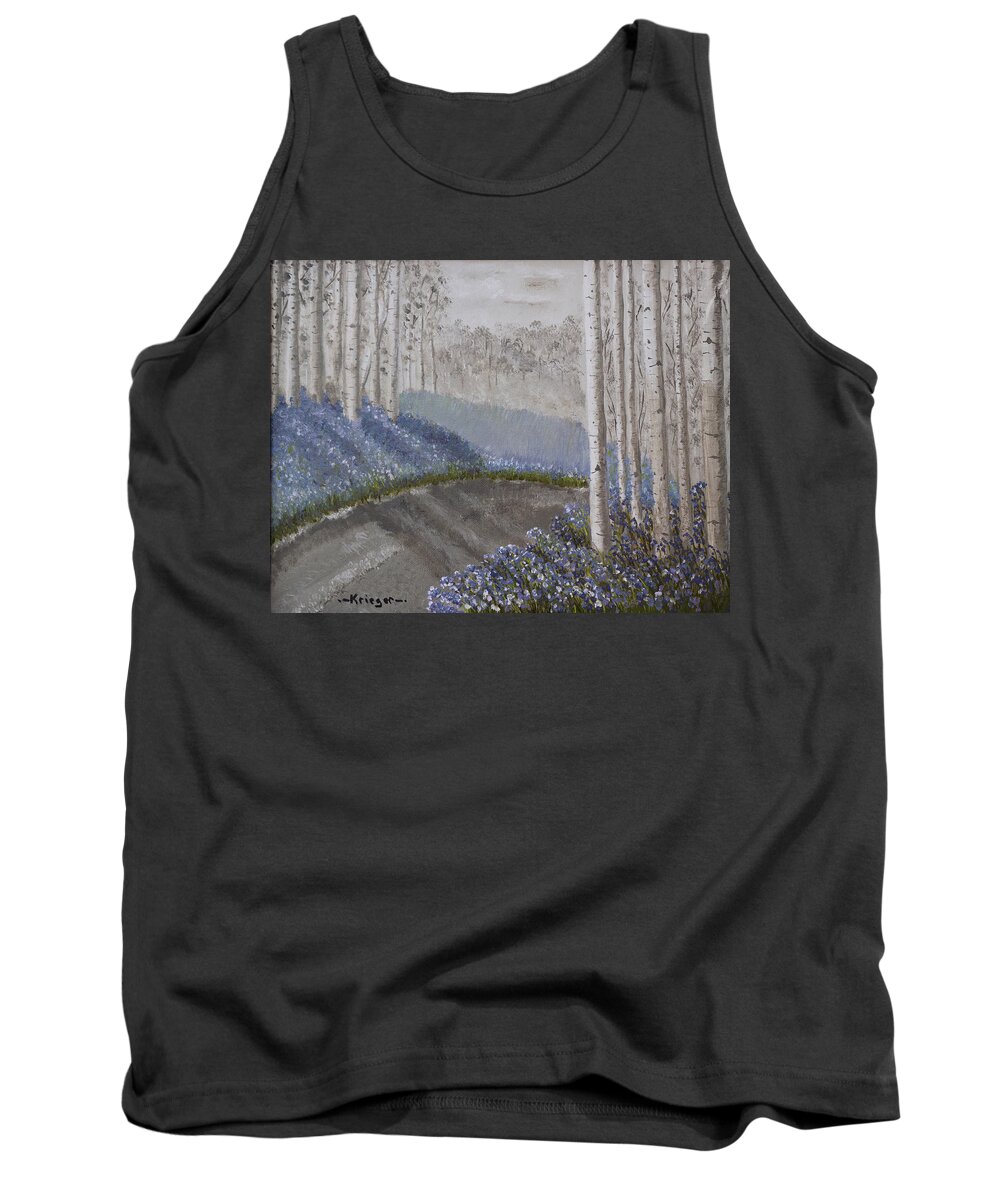 Grayscale Tank Top featuring the painting Grayscale Bluebells by Stephen Krieger