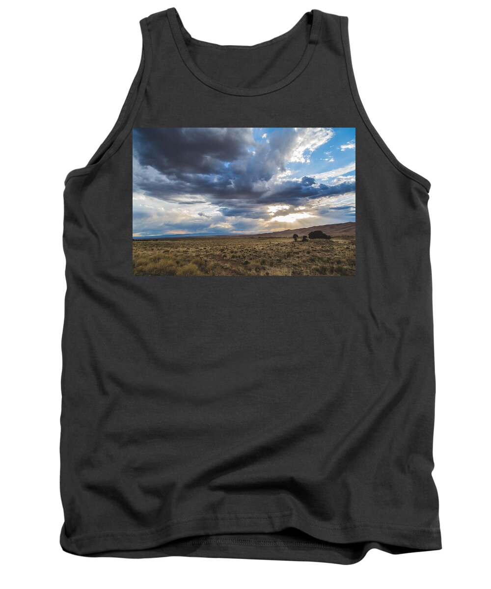 Clouds Tank Top featuring the photograph Great Sand Dunes Stormbreak by Jason Roberts