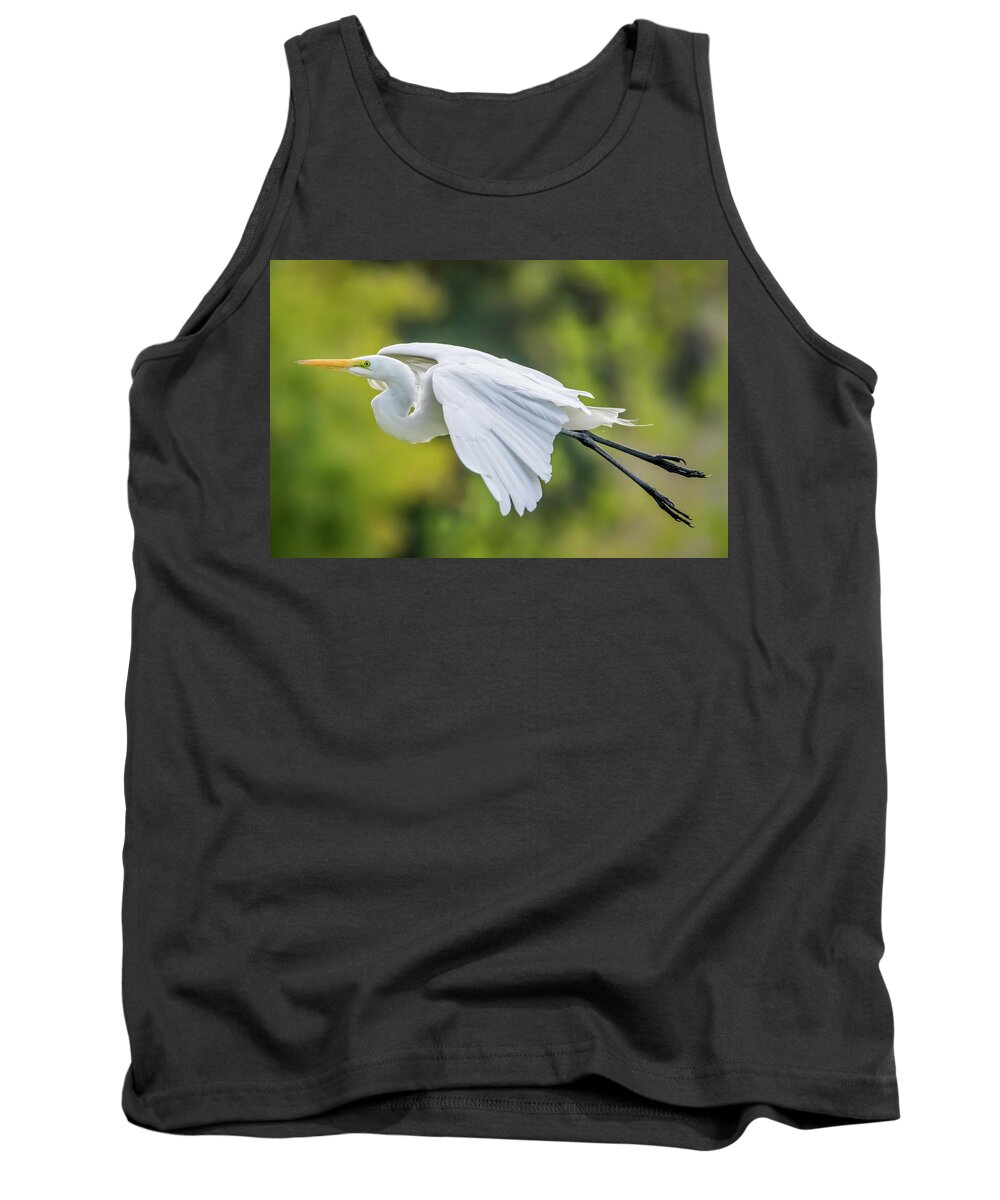 California Tank Top featuring the photograph Great White Egret Take Off by Marc Crumpler