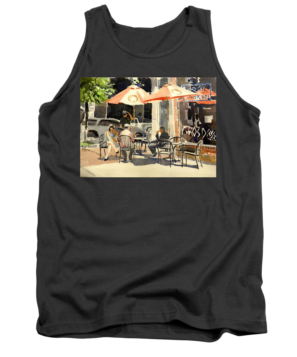 Casual Dining Tank Top featuring the painting Greek Corner Lunch by Martha Tisdale