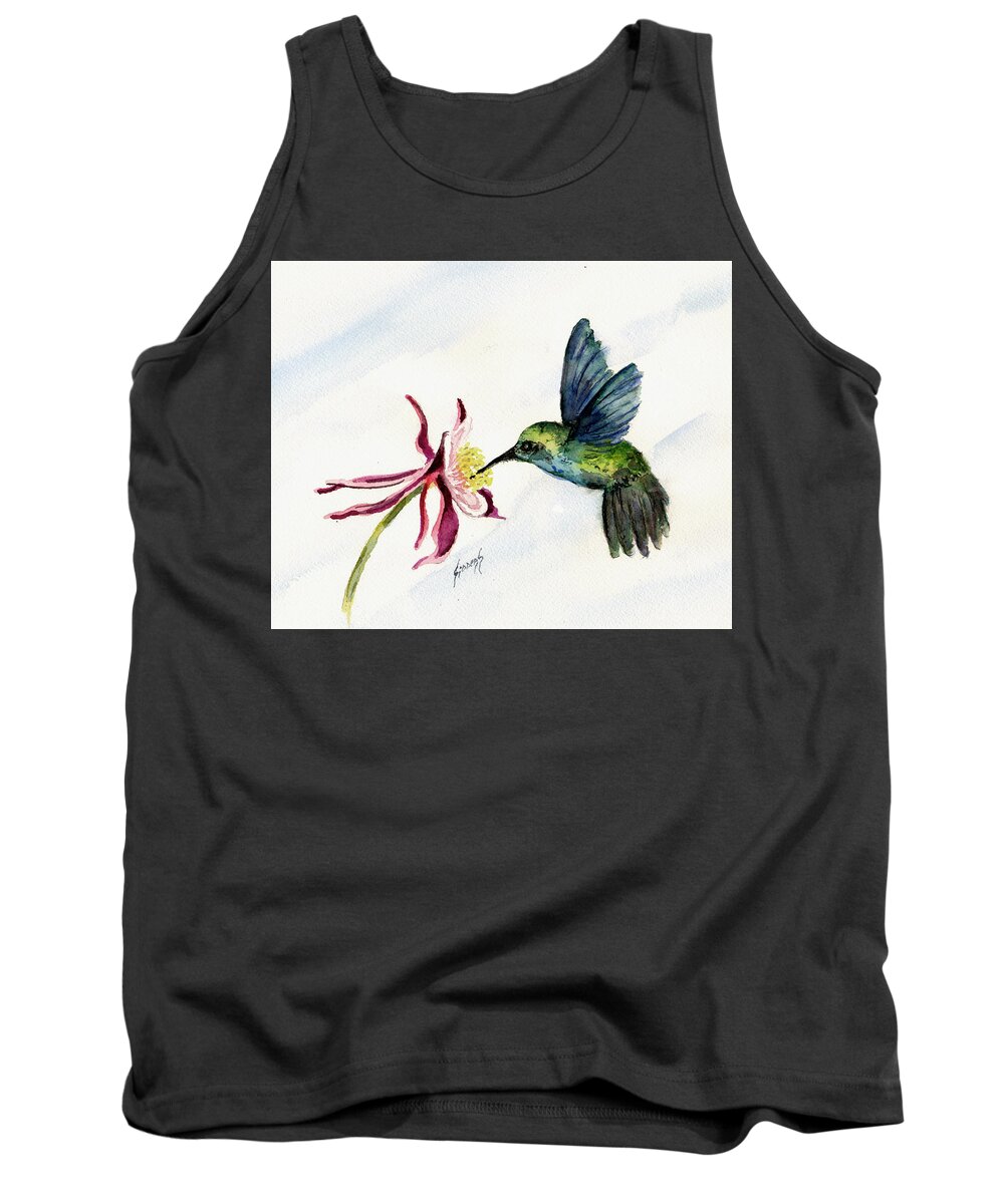 Bird Tank Top featuring the painting Green Violet-Ear Hummingbird by Sam Sidders