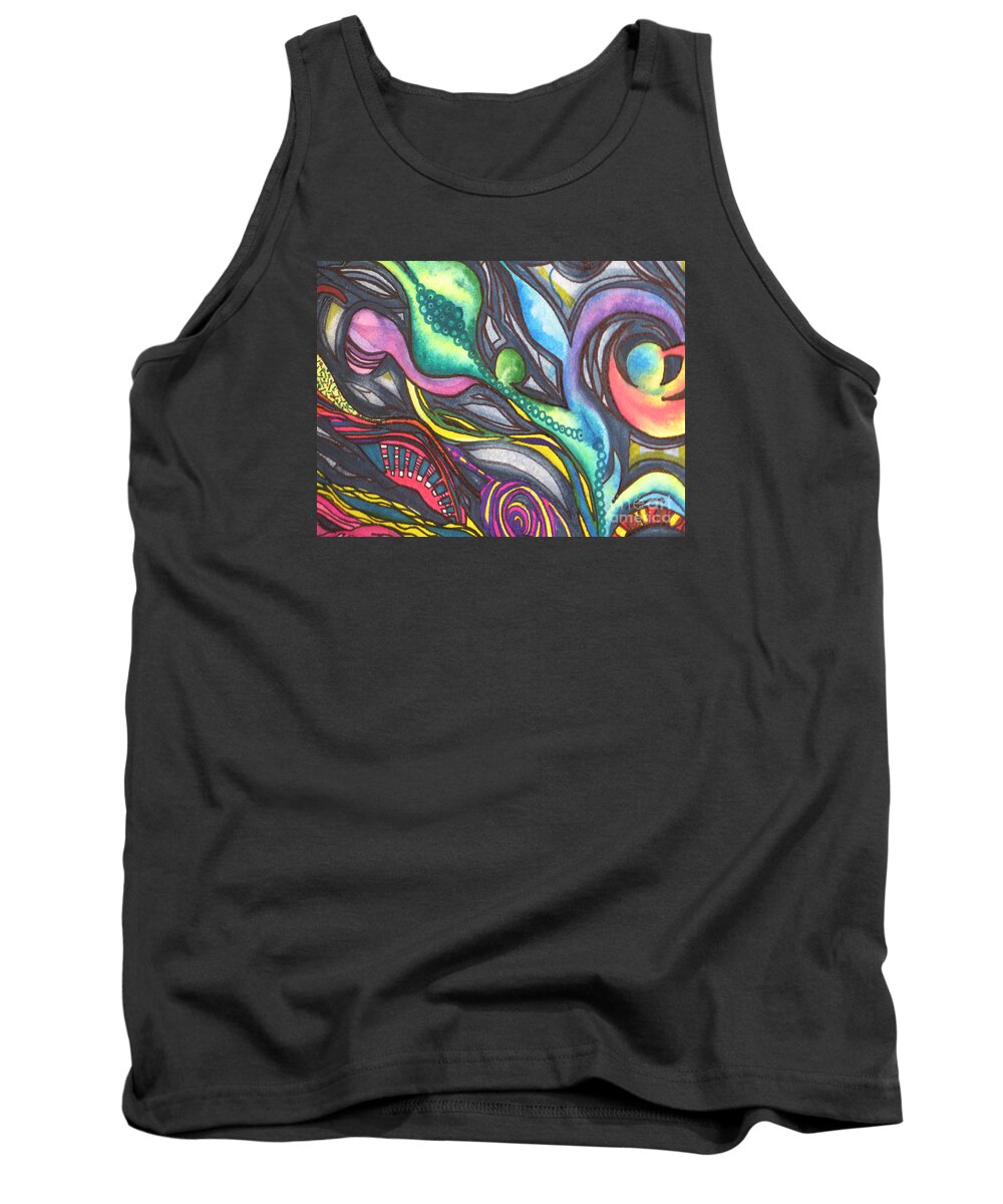 Fine Art Painting Tank Top featuring the painting Groovy Series Titled My Hippy Days by Chrisann Ellis