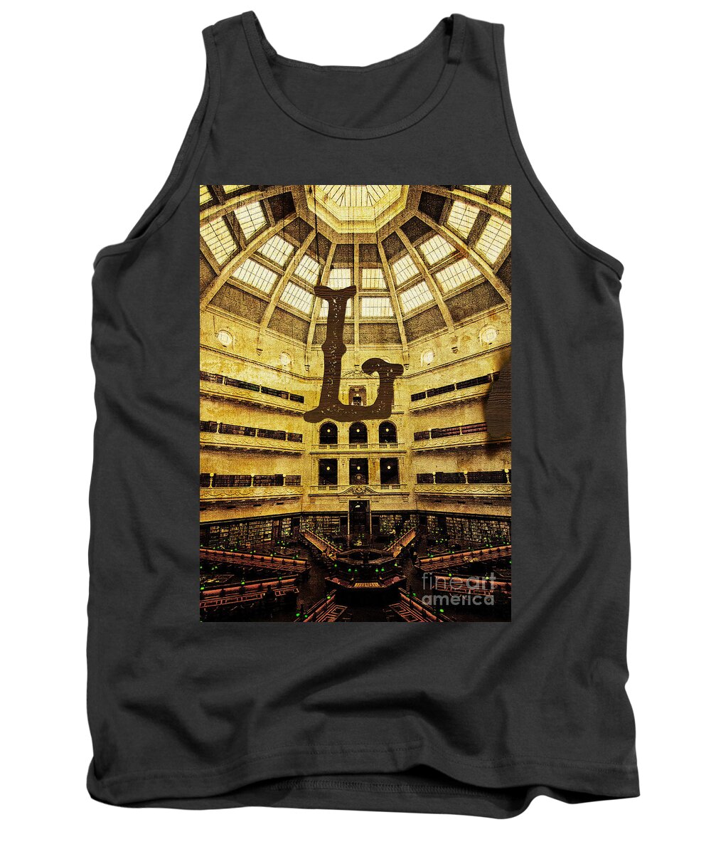 Library Tank Top featuring the photograph Grungy Melbourne Australia Alphabet Series Letter L State Librar by Beverly Claire Kaiya