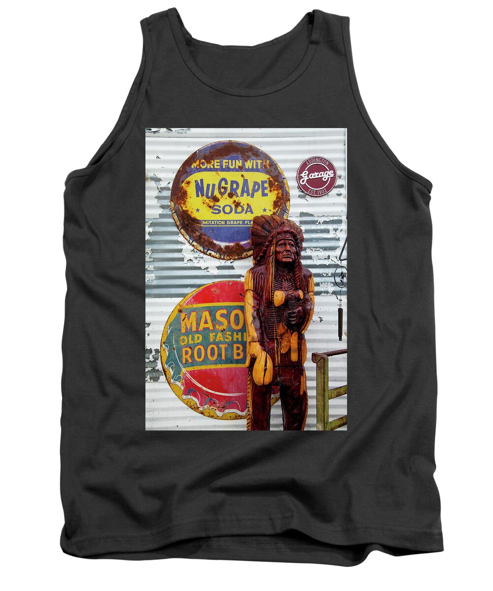 Roadside Attraction Tank Top featuring the photograph Guarding the Soda Signs by Toni Hopper