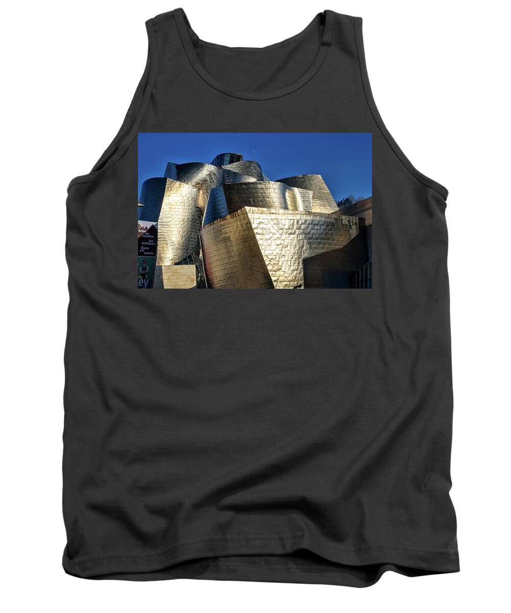 Metal Tank Top featuring the photograph Guggenheim Museum Roof by Shirley Mitchell