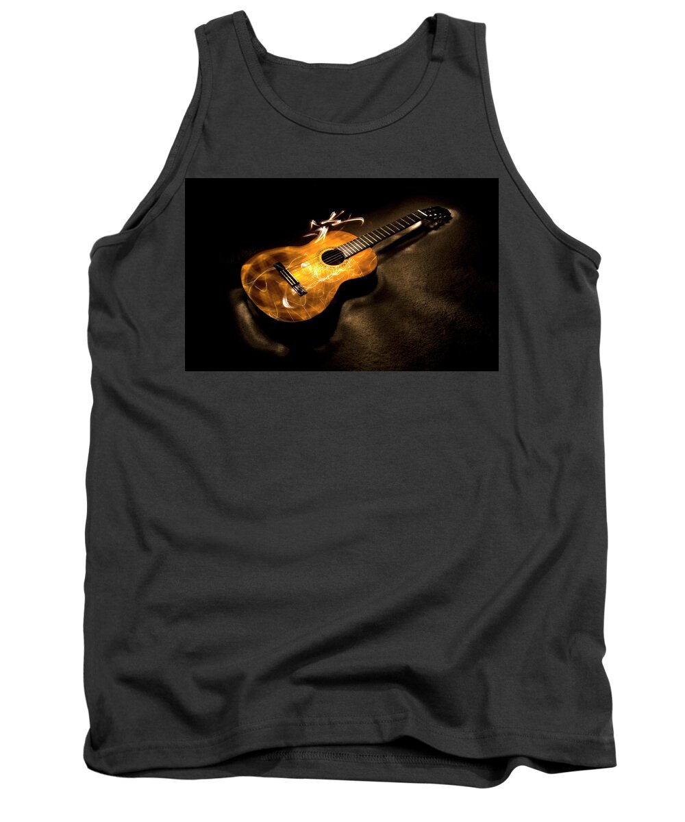 Guitar Tank Top featuring the photograph Guitar, plucked by Karen Smale