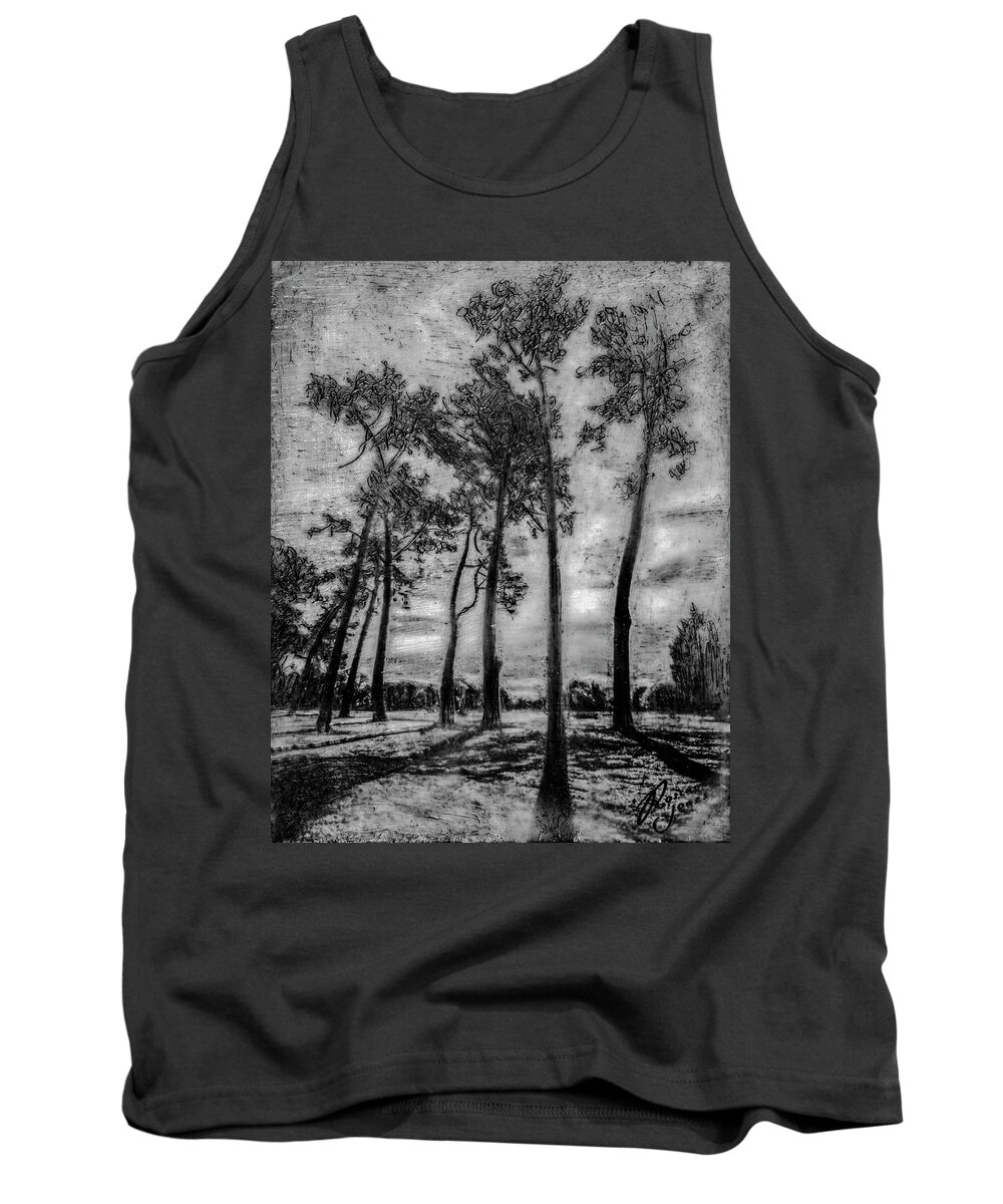 Landscape Tank Top featuring the mixed media Hagley Park Treescape by Roseanne Jones