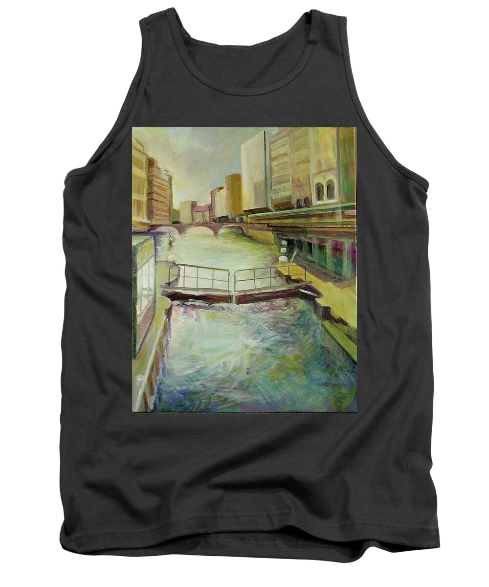 Canal Tank Top featuring the painting Hamburgh - a canal by Jean-Marc Robert