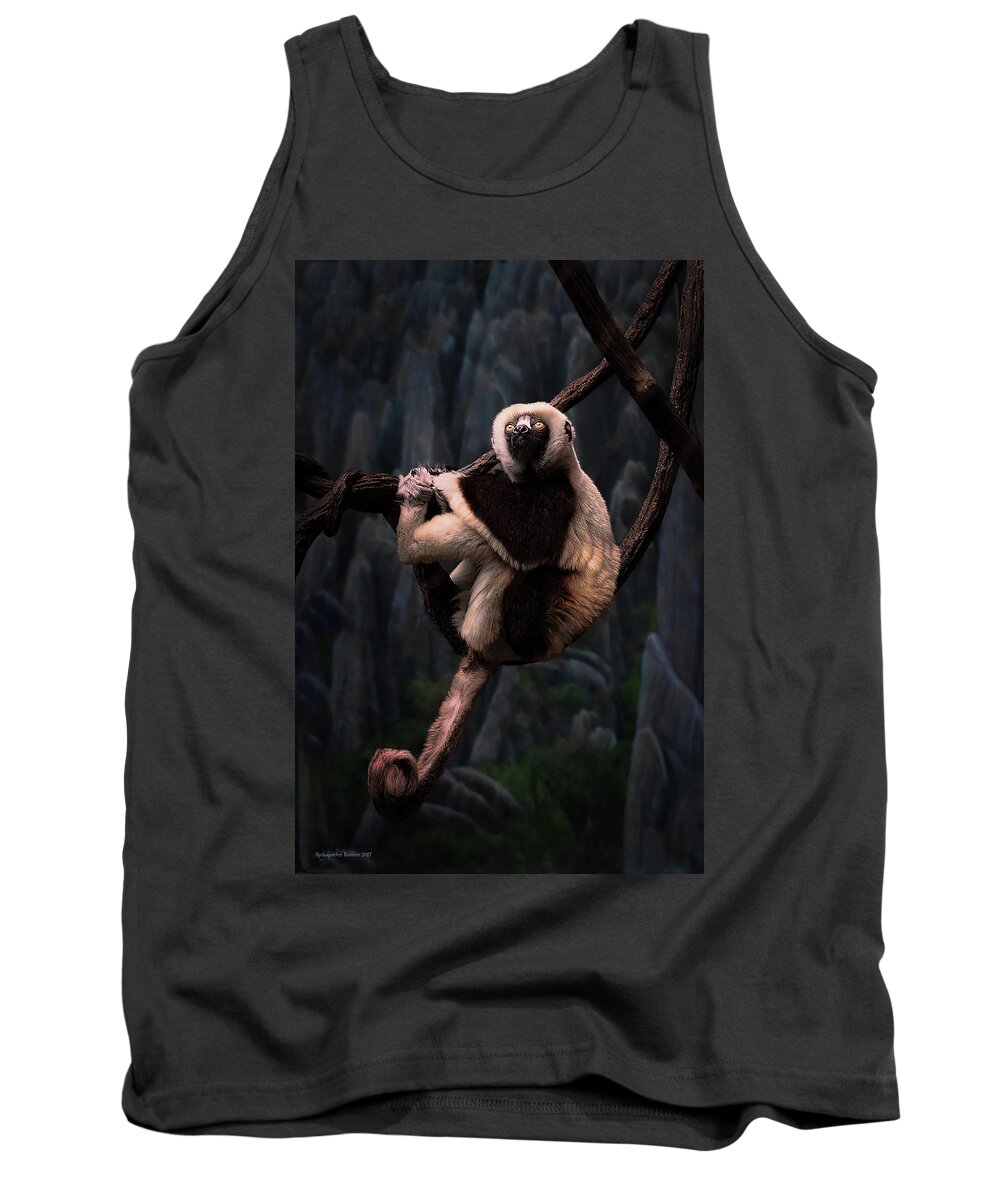 Monkey Tank Top featuring the photograph Hanging On by Aleksander Rotner