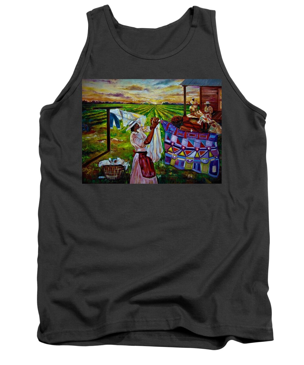 African American Art Tank Top featuring the painting Hanging Out My Clothes by Emery Franklin