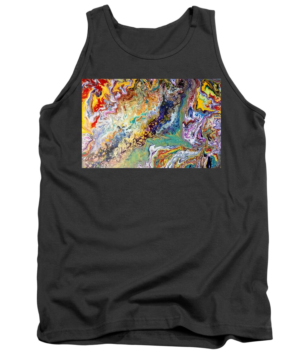 Pour Tank Top featuring the painting Happiness of color by Valerie Josi