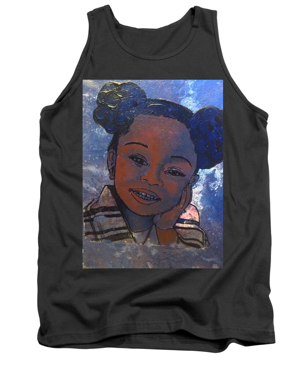 Acrylic Tank Top featuring the painting October Baby Girl by Karen Buford
