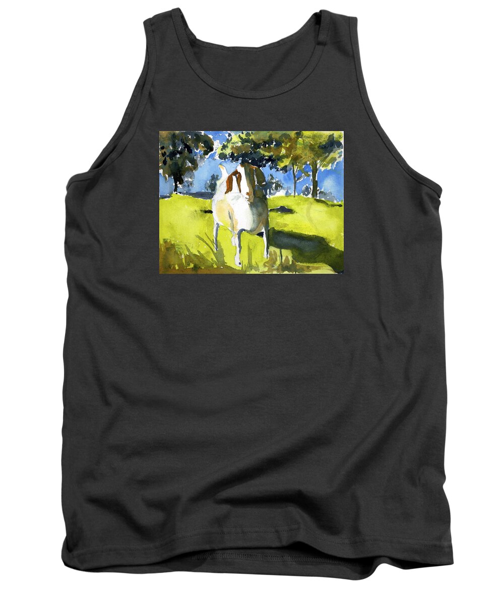  Tank Top featuring the painting Happy Goat by Kathleen Barnes