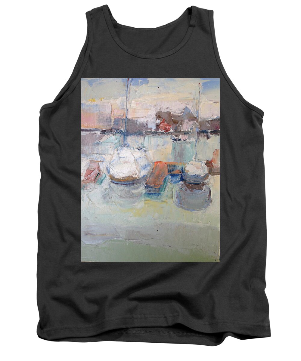 Harbor Tank Top featuring the painting Harbor Sailboats by Suzanne Giuriati Cerny