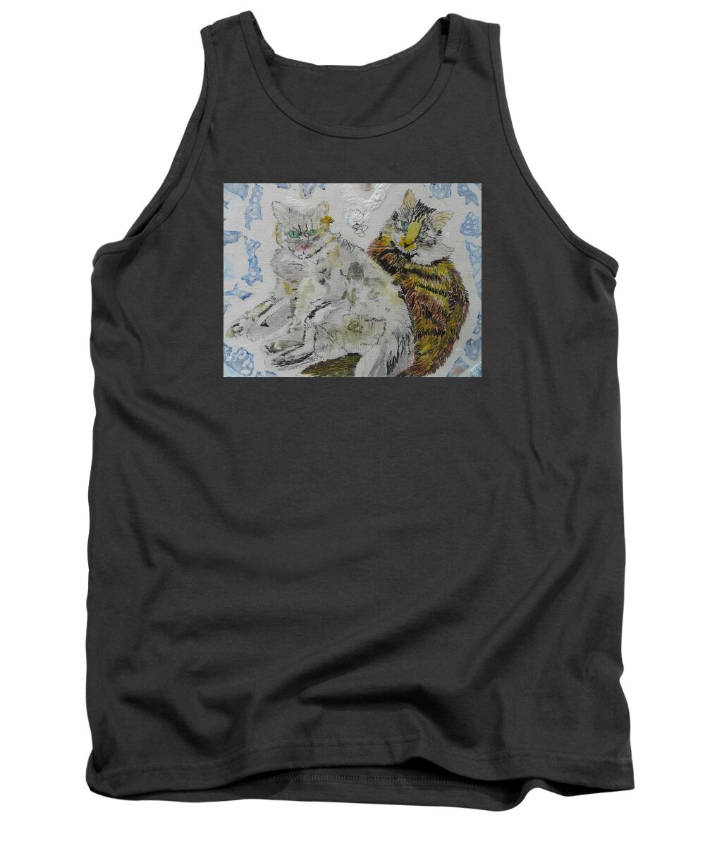 Cats Tank Top featuring the painting Harley Quinn and Hank the Tank by AJ Brown