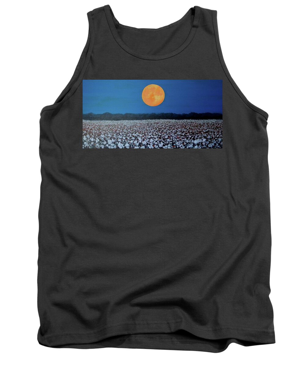 Cotton Tank Top featuring the painting Harvest Moon by Jeanette Jarmon