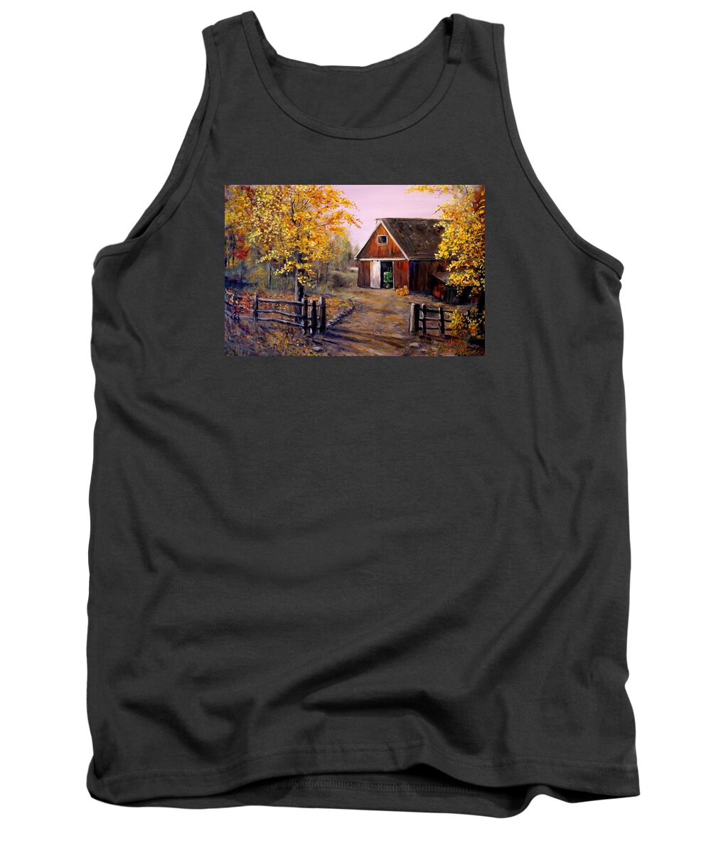 Farm Tank Top featuring the painting Harvest Time by Alan Lakin