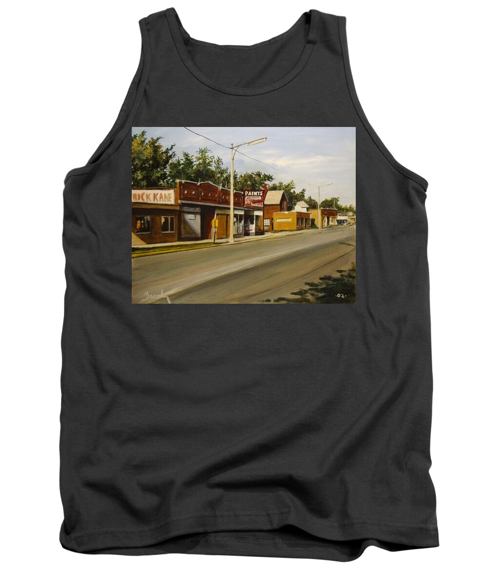 Urban Tank Top featuring the painting Harvey Paint Store by William Brody