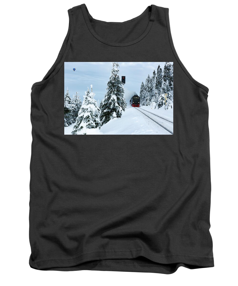 Nature Tank Top featuring the photograph Harz Ballooning and Brocken Railway by Andreas Levi