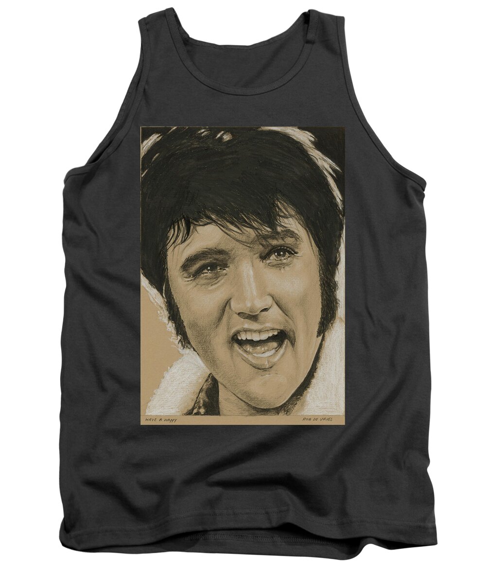 Elvis Tank Top featuring the drawing Have a happy by Rob De Vries