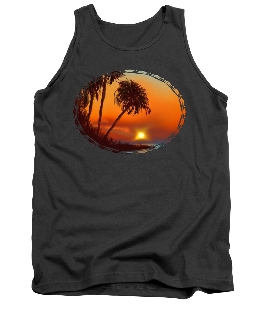 Landscape Tank Top featuring the painting Hawaiian Sunset by Becky Herrera