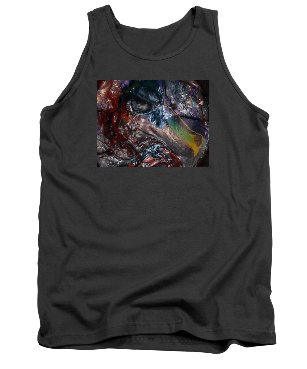 Abstract Tank Top featuring the painting Helicopter Blade Smile by Gyula Julian Lovas