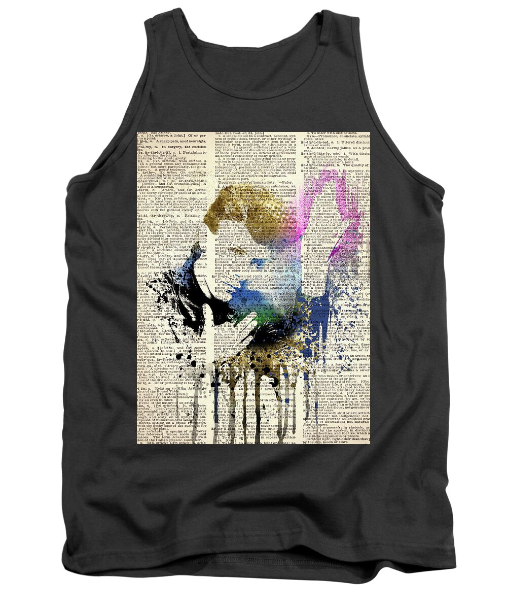 Celebrity Tank Top featuring the mixed media DAVID BOWIE - Heroes on dictionary page by Art Popop