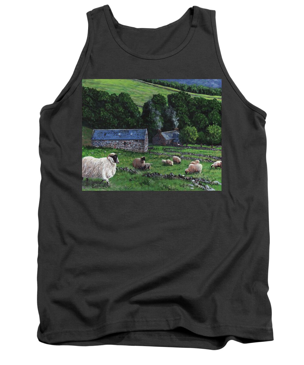 Tim Tank Top featuring the painting Highland croft by Timithy L Gordon