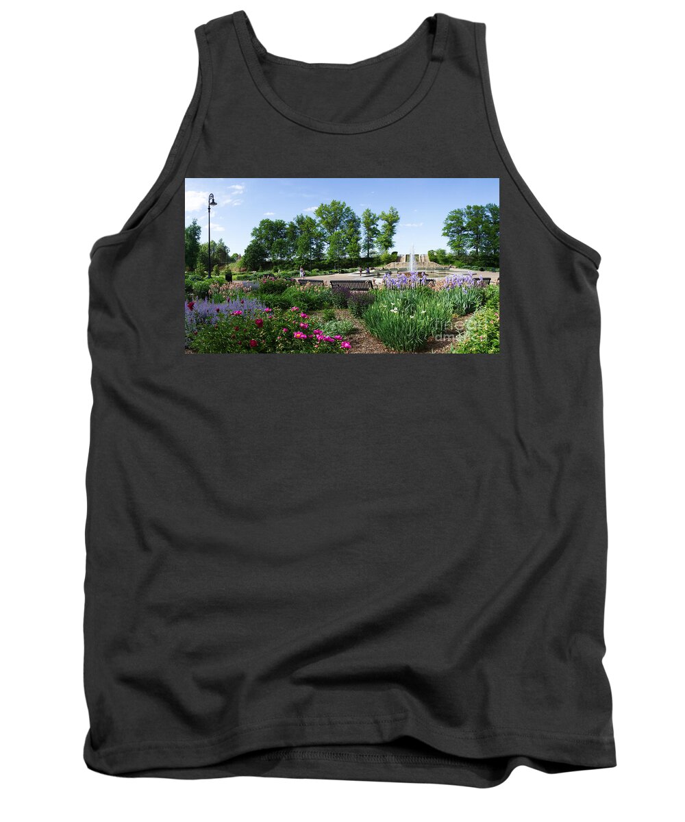 Highland Park Tank Top featuring the photograph Highland Park Fountain and Courtyard Pittsburgh Pennsylvania by Amy Cicconi