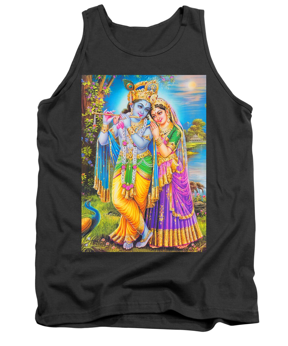 India Tank Top featuring the digital art Hindu God Lord Radha Krishna by Magdalena Walulik