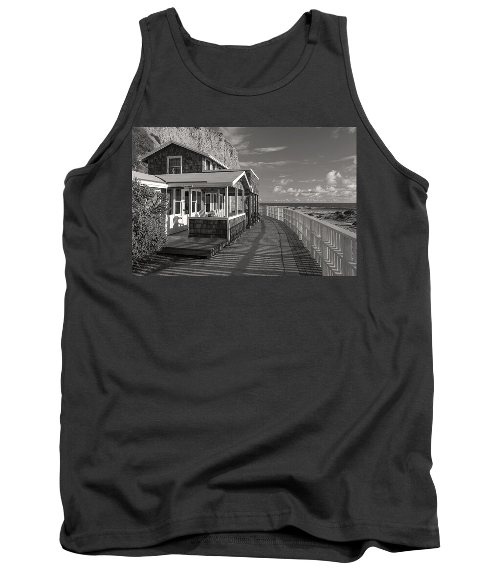 Newport Beach Tank Top featuring the photograph Historic Cottage Crystal Cove Black and White by Cliff Wassmann