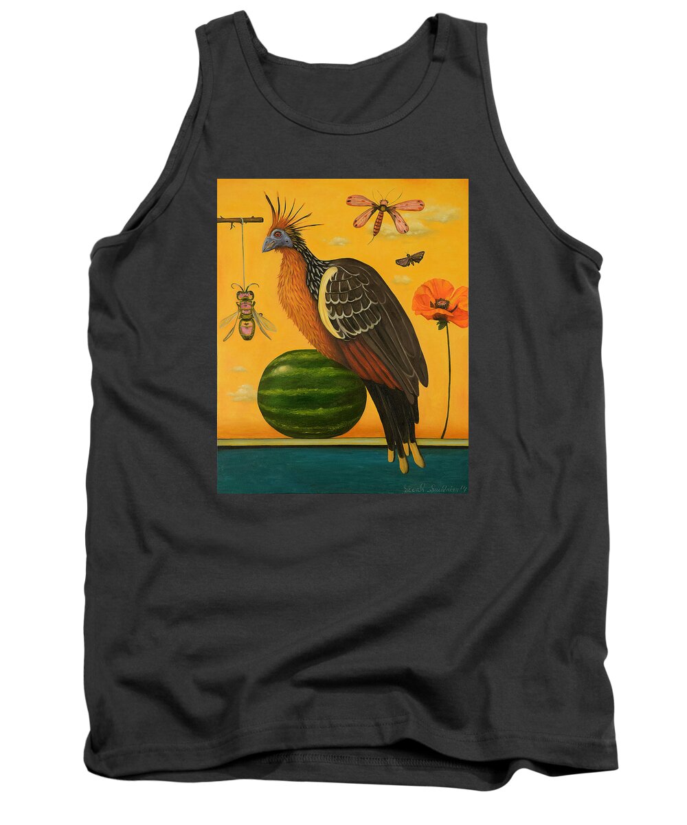Hoatzin Tank Top featuring the painting Hoatzin 2 by Leah Saulnier The Painting Maniac