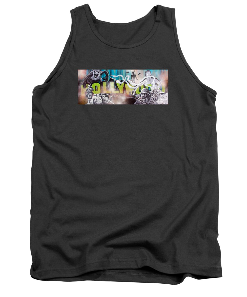 Hollywood Tank Top featuring the painting Hollywood Upgraded by Bobby Zeik