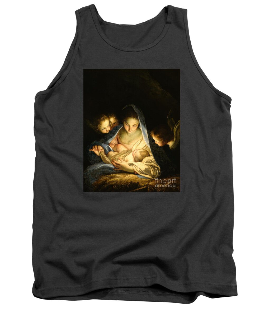 Virgin And Child Tank Top featuring the painting Holy Night by Carlo Maratta