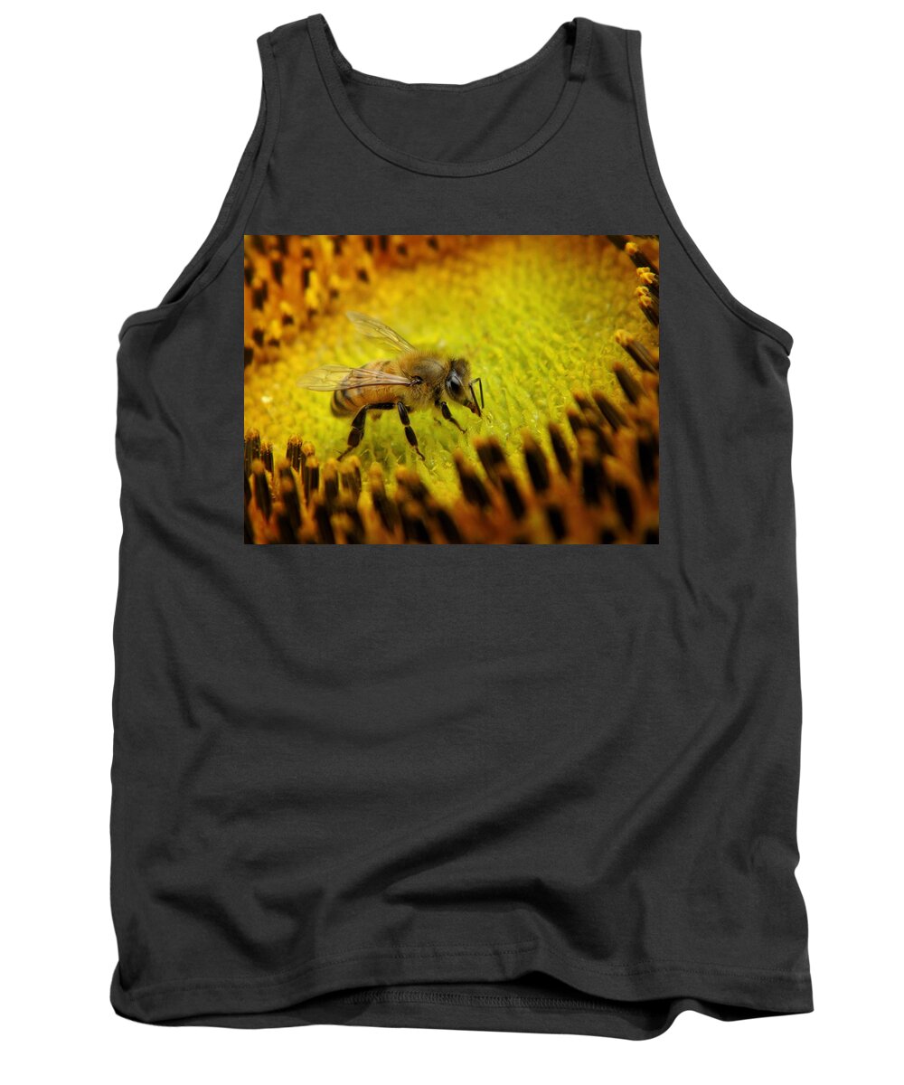 Grinter Tank Top featuring the photograph Honeybee on Sunflower by Chris Berry